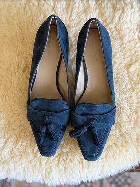 Ann Taylor Navy Suede Tassel Loafers